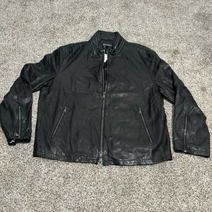 JOHN VARVATOS Men's Sheepskin Leather Jacket Size 58 In Black